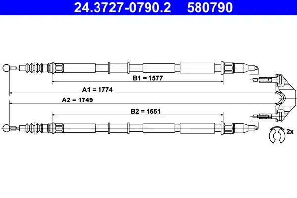 Handler.Part Cable, parking brake ATE 24372707902 1