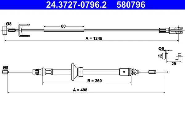 Handler.Part Cable, parking brake ATE 24372707962 1