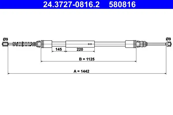 Handler.Part Cable, parking brake ATE 24372708162 1