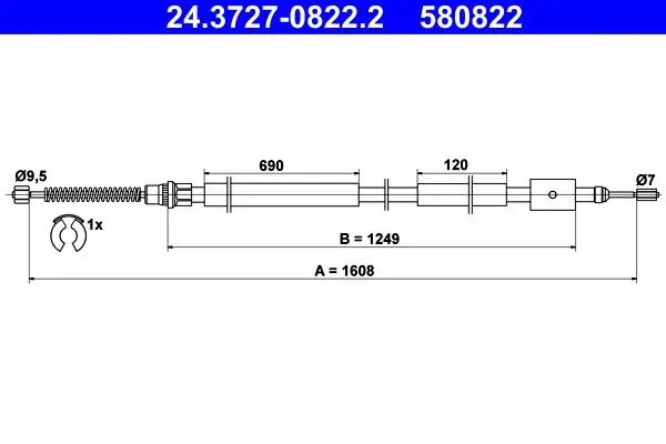 Handler.Part Cable, parking brake ATE 24372708222 1