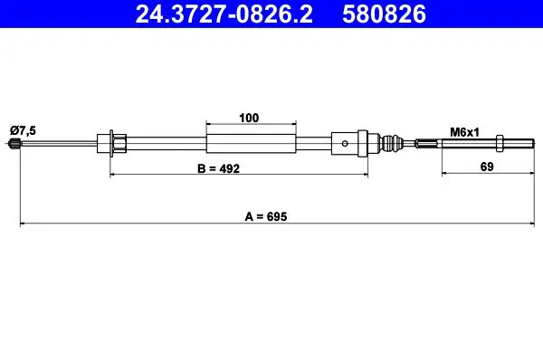 Handler.Part Cable, parking brake ATE 24372708262 1