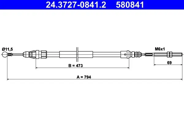 Handler.Part Cable, parking brake ATE 24372708412 1