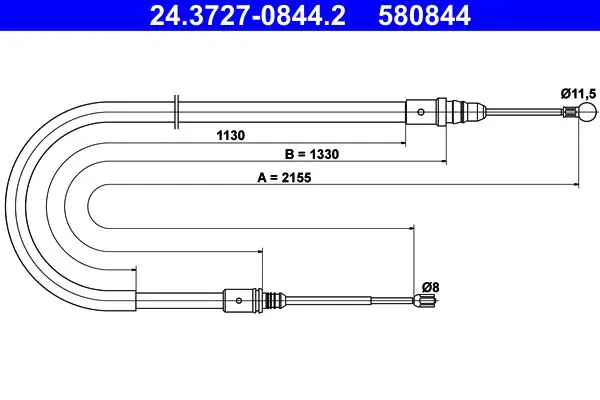 Handler.Part Cable, parking brake ATE 24372708442 1