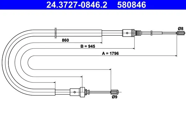 Handler.Part Cable, parking brake ATE 24372708462 1