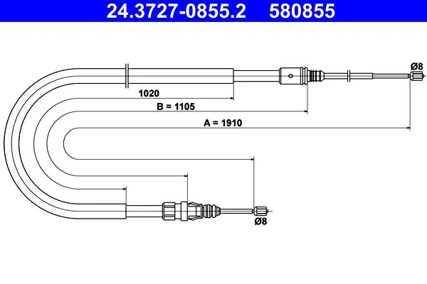 Handler.Part Cable, parking brake ATE 24372708552 1