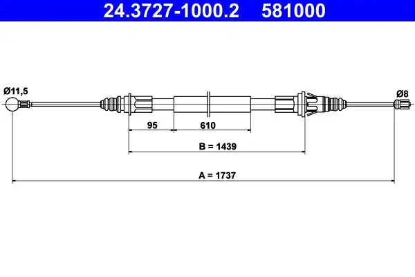 Handler.Part Cable, parking brake ATE 24372710002 1