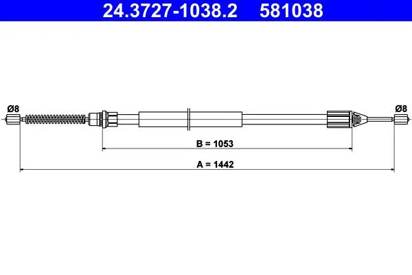 Handler.Part Cable, parking brake ATE 24372710382 1