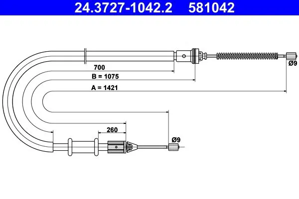 Handler.Part Cable, parking brake ATE 24372710422 1