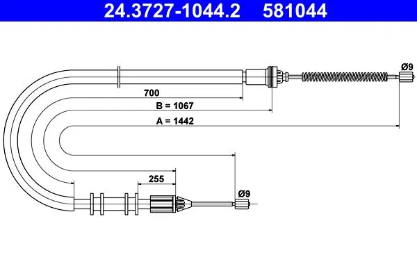 Handler.Part Cable, parking brake ATE 24372710442 1