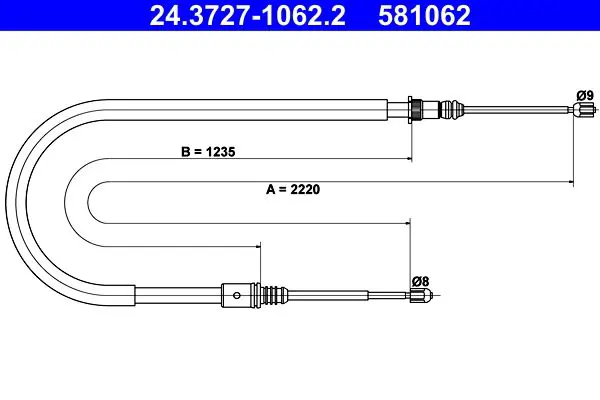 Handler.Part Cable, parking brake ATE 24372710622 1