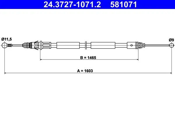 Handler.Part Cable, parking brake ATE 24372710712 1