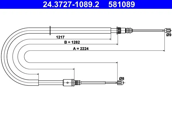 Handler.Part Cable, parking brake ATE 24372710892 1