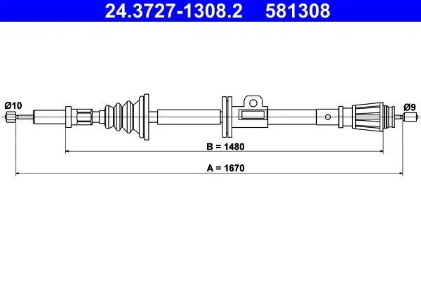 Handler.Part Cable, parking brake ATE 24372713082 1