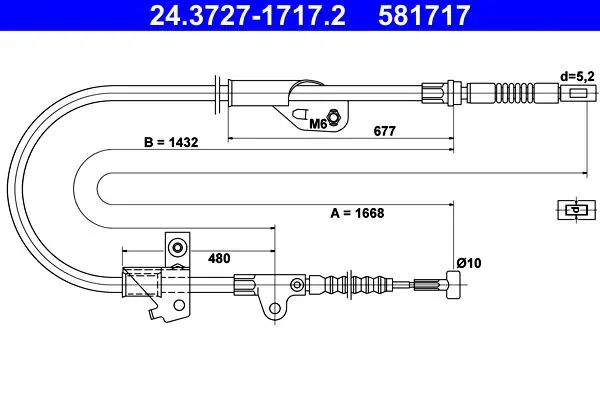 Handler.Part Cable, parking brake ATE 24372717172 1