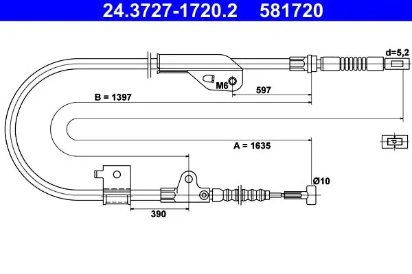 Handler.Part Cable, parking brake ATE 24372717202 1