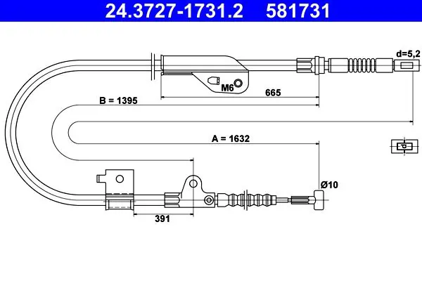 Handler.Part Cable, parking brake ATE 24372717312 1