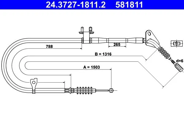 Handler.Part Cable, parking brake ATE 24372718112 1