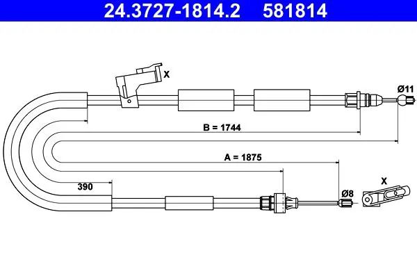 Handler.Part Cable, parking brake ATE 24372718142 1