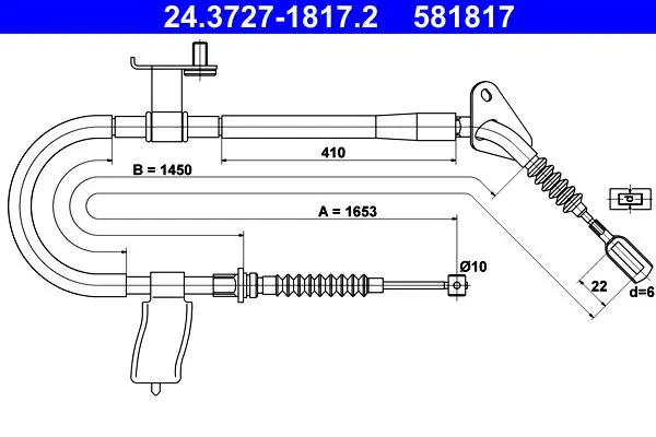 Handler.Part Cable, parking brake ATE 24372718172 1