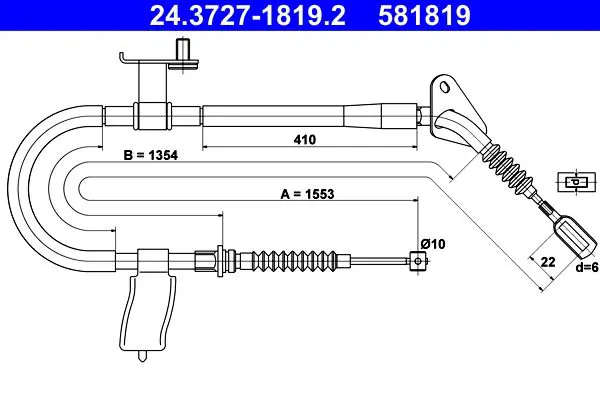 Handler.Part Cable, parking brake ATE 24372718192 1