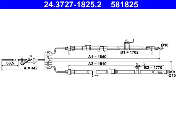 Handler.Part Cable, parking brake ATE 24372718252 1