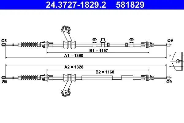 Handler.Part Cable, parking brake ATE 24372718292 1