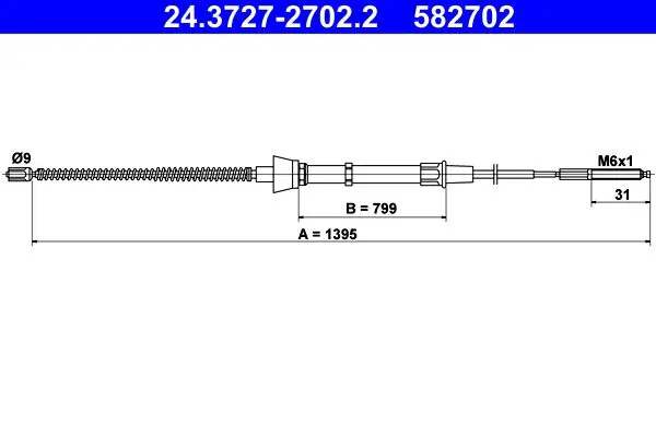 Handler.Part Cable, parking brake ATE 24372727022 1