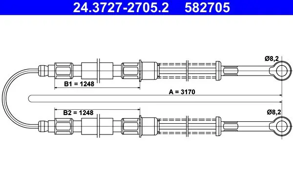 Handler.Part Cable, parking brake ATE 24372727052 1