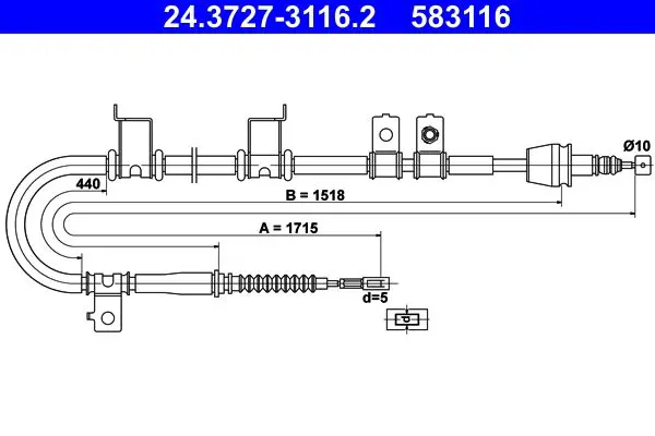 Handler.Part Cable, parking brake ATE 24372731162 1