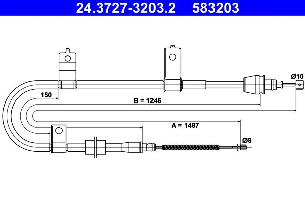 Handler.Part Cable, parking brake ATE 24372732032 1