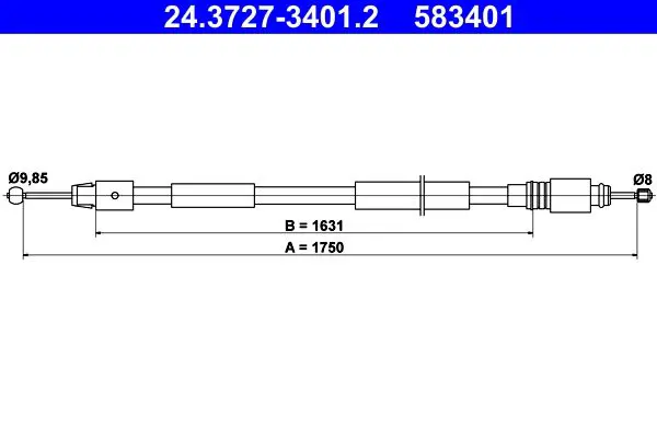 Handler.Part Cable, parking brake ATE 24372734012 1