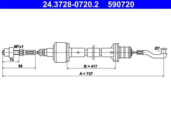 Handler.Part Clutch cable ATE 24372807202 1