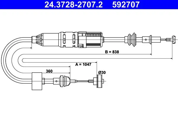 Handler.Part Clutch cable ATE 24372827072 1