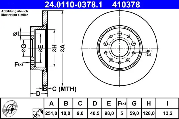 Handler.Part Brake disc ATE 24011003781 1