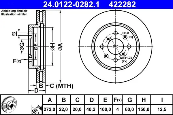 Handler.Part Brake disc ATE 24012202821 1