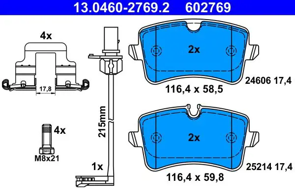 Handler.Part Brake pad set, disc brake ATE 13046027692 1