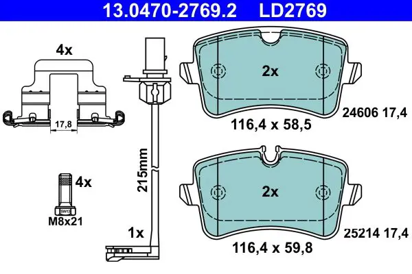 Handler.Part Brake pad set, disc brake ATE 13047027692 1