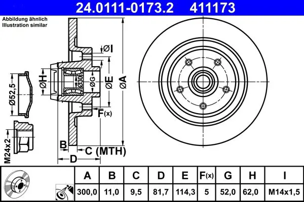 Handler.Part Brake disc ATE 24011101732 1