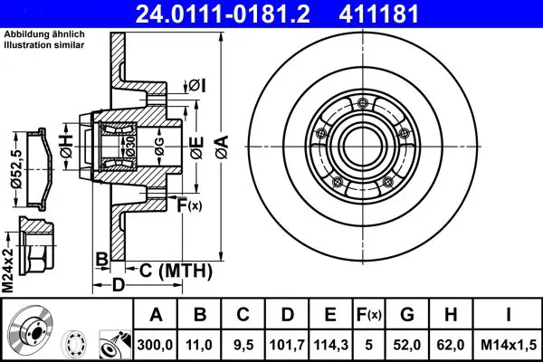 Handler.Part Brake disc ATE 24011101812 1