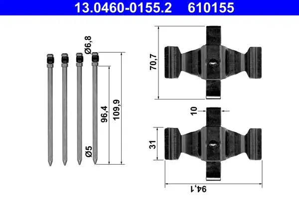 Handler.Part Accessory kit, disc brake pads ATE 13046001552 1