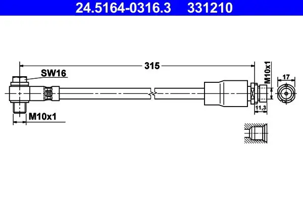 Handler.Part Brake hose ATE 24516403163 1