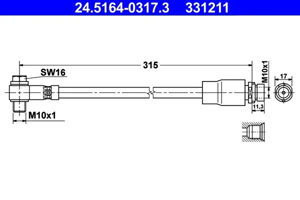 Handler.Part Brake hose ATE 24516403173 1