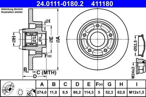 Handler.Part Brake disc ATE 24011101802 1