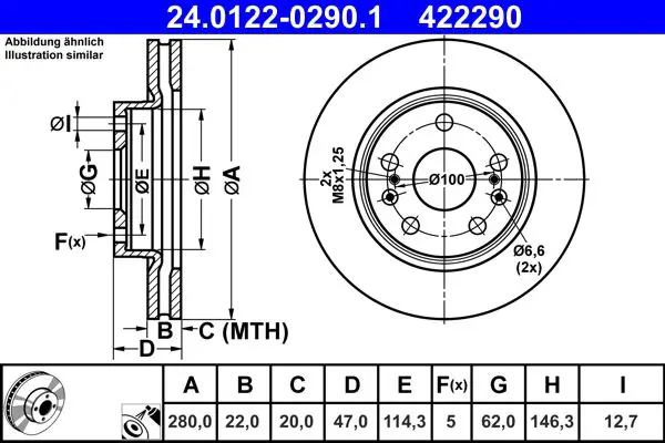 Handler.Part Brake disc ATE 24012202901 1