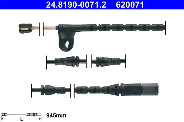 Handler.Part Warning contact, brake pad wear ATE 24819000712 1