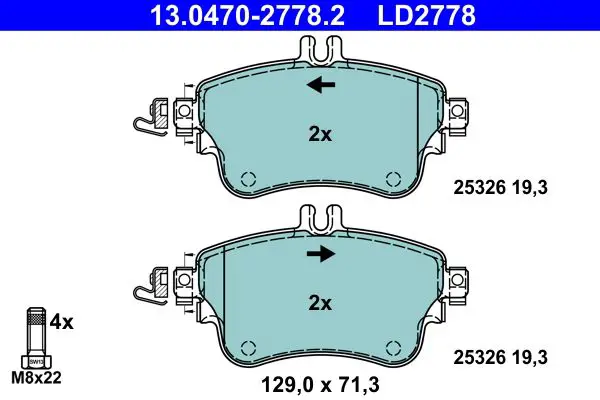 Handler.Part Brake pad set, disc brake ATE 13047027782 1