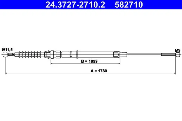 Handler.Part Cable, parking brake ATE 24372727102 1