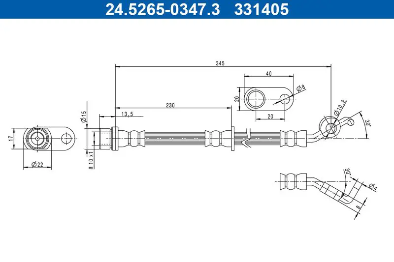 Handler.Part Brake hose ATE 24526503473 1