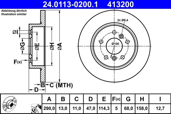 Handler.Part Brake disc ATE 24011302001 1