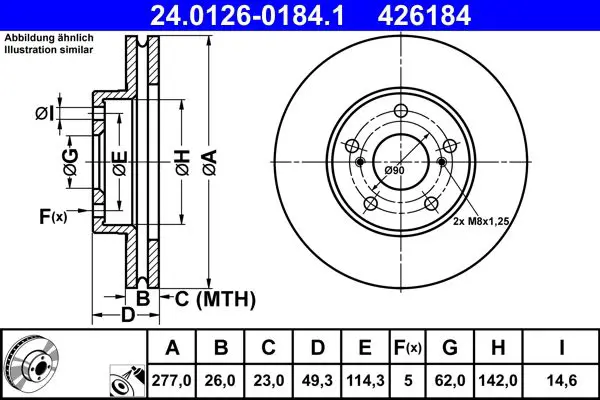 Handler.Part Brake disc ATE 24012601841 1